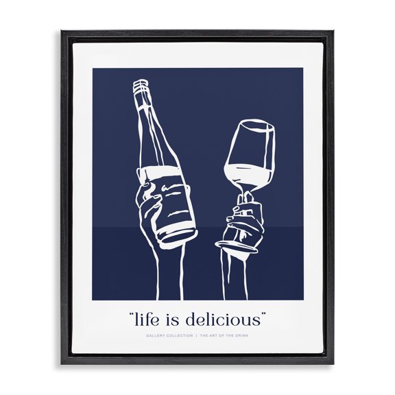 Stupell Industries Mid-Century Navy Life Is Delicious Black Floating Frame Canvas Art, 17 x 21, by Lettered and Lined