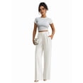 thumbnail image 5 of Women Wide Leg Pants High Waisted Business Casual Work Trousers Dressy Pants with Pockets White S, 5 of 10