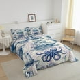 thumbnail image 3 of Erosebridal Octopus Print Bedding Sets Queen with Comforter, Nautical Sailboat Duvet Insert, Retro Comapass Decor, 3pcs, 3 of 8