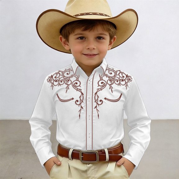 Kids Boys Shirt Long Sleeve Boys Western Denim Shirt Kids Top For Casual Boy's Button Front Shirt 12-13 Years