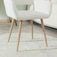 thumbnail image 6 of Velvet Upholstered Dining Chair with Metal Legs, Modern Makeup Chair, White Velvet+Beech Metal Leg, 6 of 16