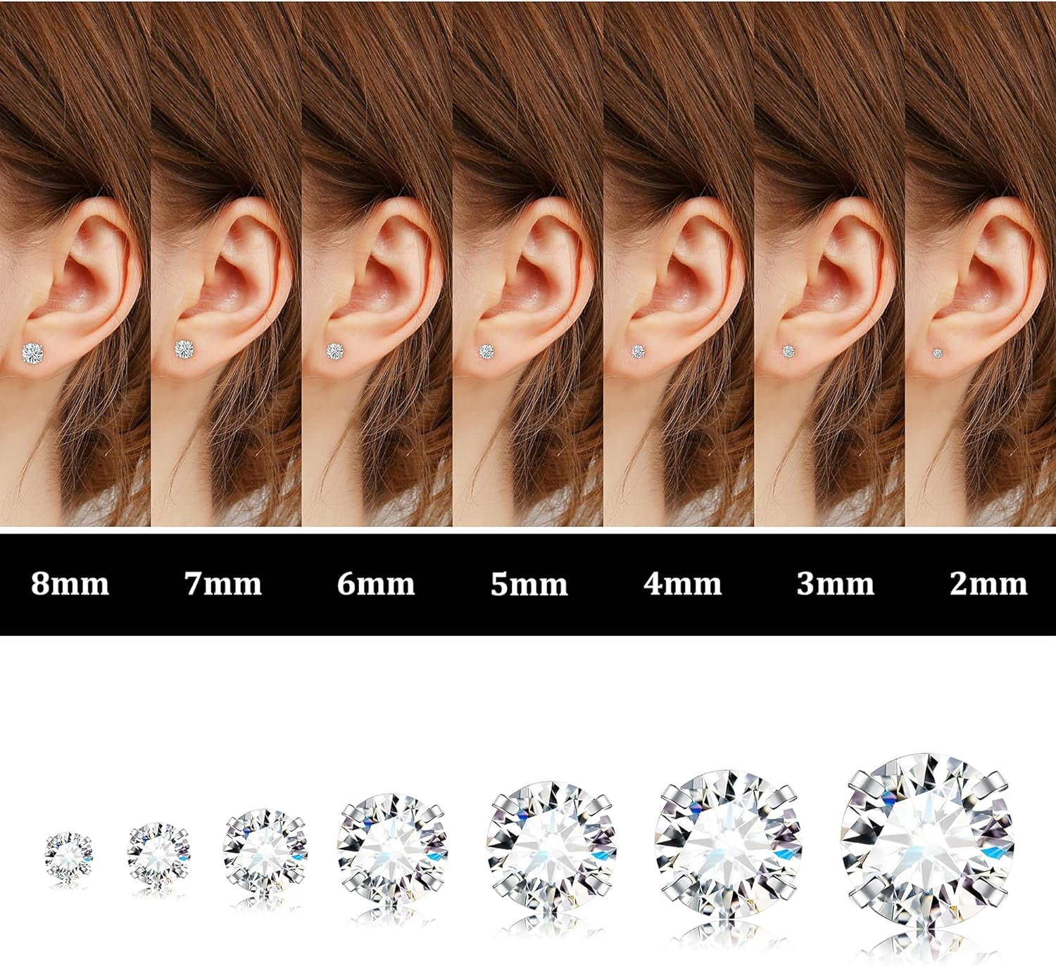7-12Pairs 20G Allergy-Friendly Brithstone Stud Earrings ideal for Women Men Flatback Earrings Stainless Steel Cubic Zirconia Earrings Piercing Ear Cartilage[l762]