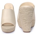 thumbnail image 3 of Espadrille Wedge Heel Platform Slide Sandal for Women Beige US 10/UK 8/EU 41, 3 of 6