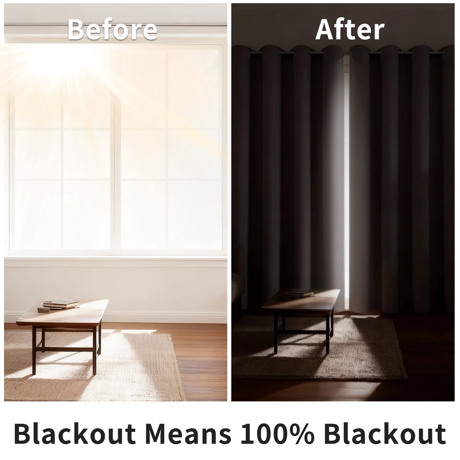 NEWEEN Blackout Curtains Thermal Insulated & Warm Protecting Curtains Eyelet for Living Room/ Bedroom, 52”W x 84”L,2 Panels,Cream Natural Curtains