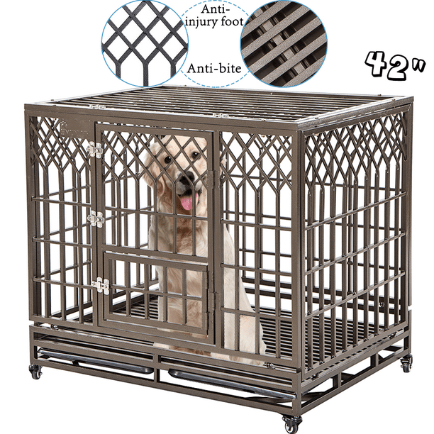 SMONTER Heavy Duty Dog Crate Y Shape Strong Metal Kennel for Large Dogs