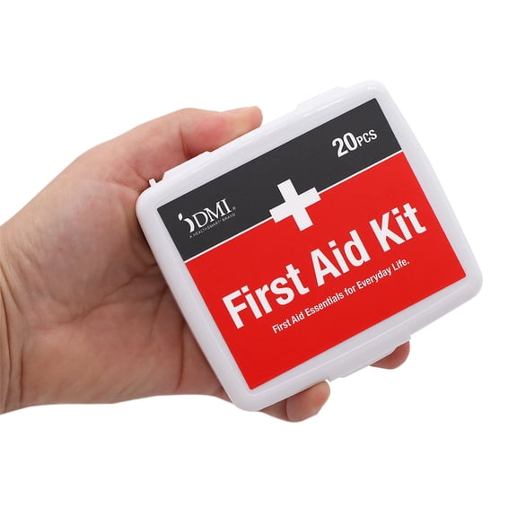 DMI Mini 20-Piece First Aid Kit, Pocket-Size, Portable, All-Purpose Use for Minor Cuts and Scrapes, Durable Water-Resistant Case, Convenient and Portable.