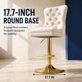 thumbnail image 5 of Beige Velvet Swivel Bar Stools Set of 4 with Upholstered Back, Adjustable Counter Height Barstools, Bar Chairs for Home Bar Kitchen Island Pub Restaurant (4 Pcs, Beige), 5 of 10