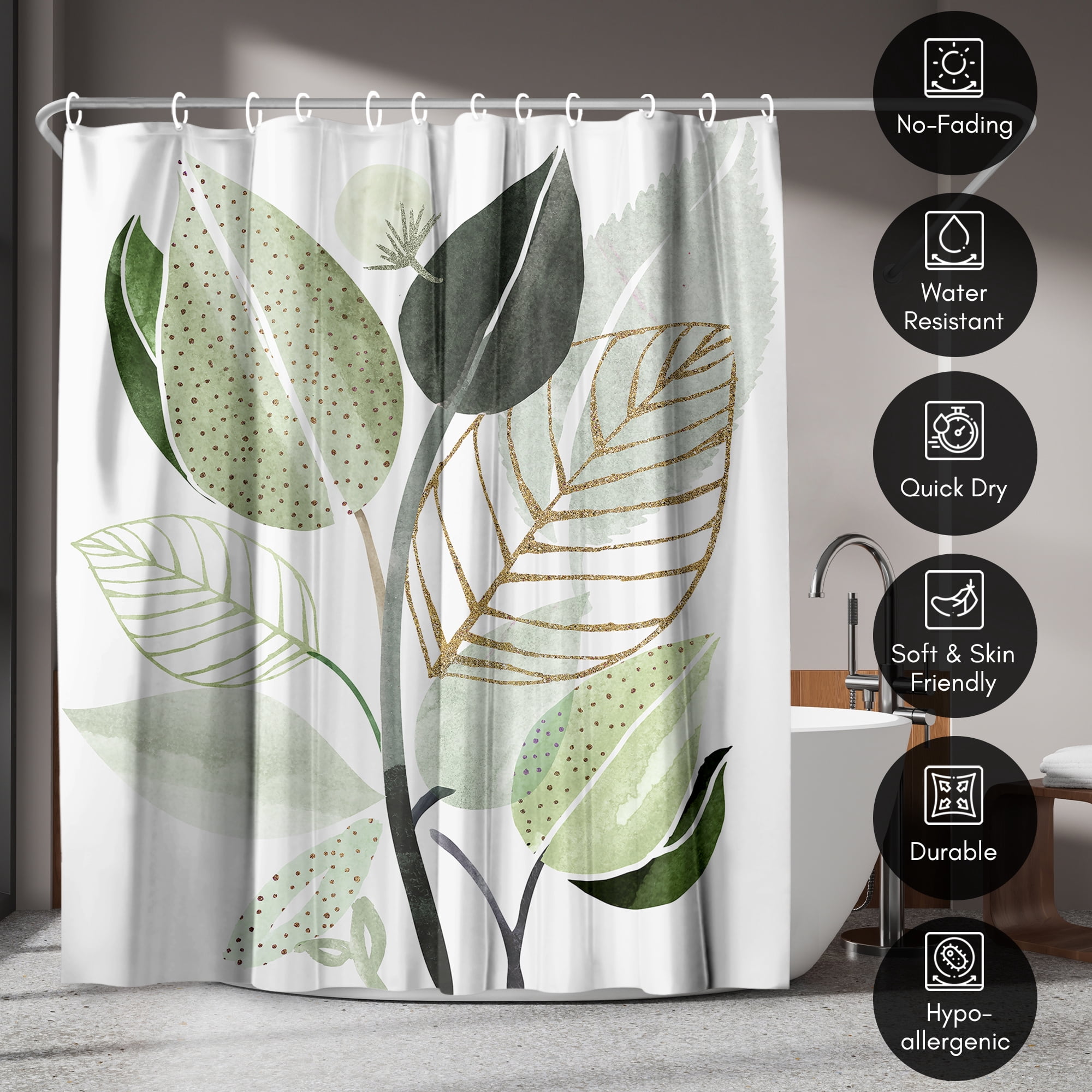 Americanflat 71x74 Forest Bouquet Shower Curtain - 100% Polyester Shower Curtain