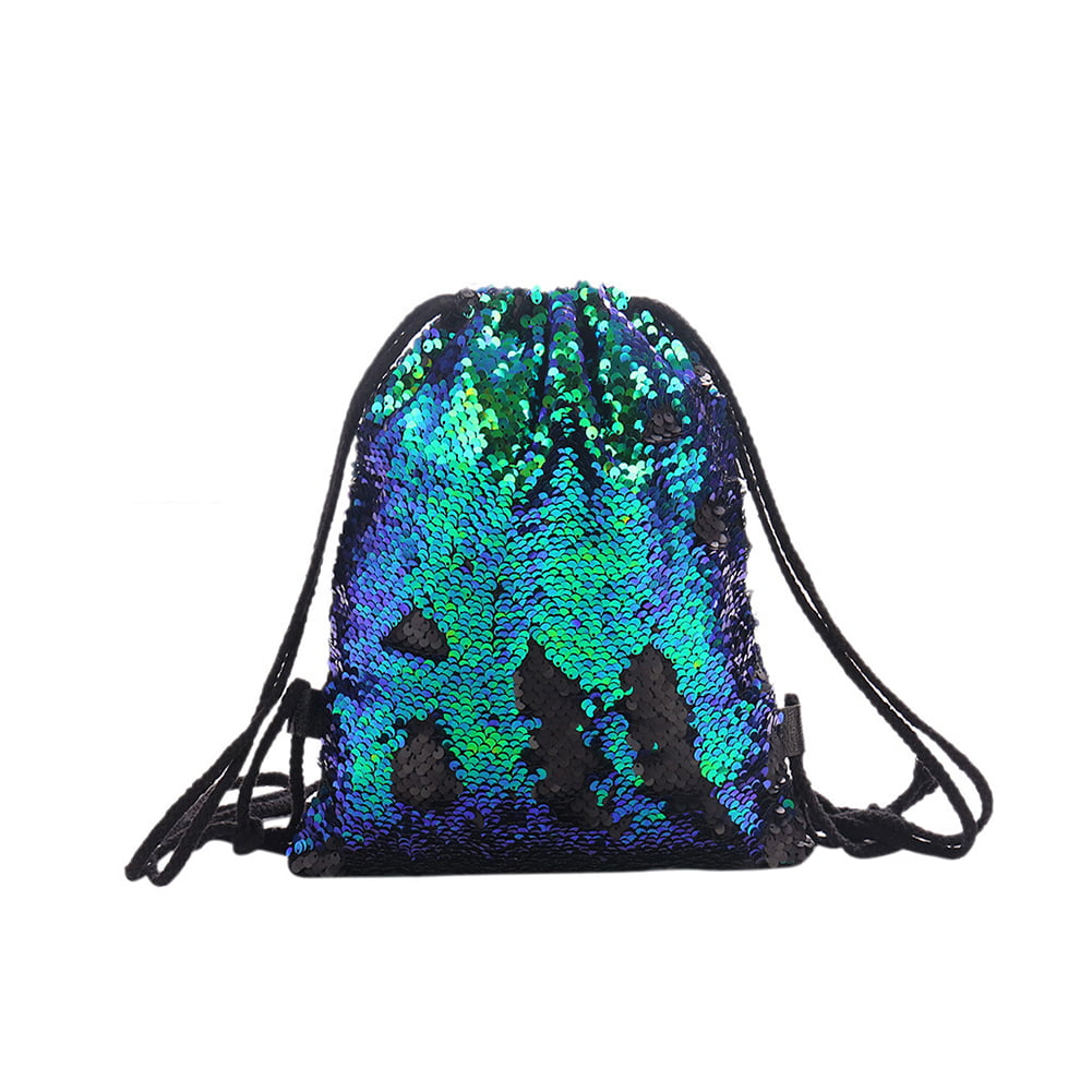 AU_ Women's Sequin Draw String Large Capacity Backpack Outdoor Travel Bag Ca GX 
