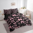 thumbnail image 3 of jejeloiu Cartoon Bow Knot 7-Piece Twin Bedding Sets,Pink Black Bowknot Bedding Comforter Set For Girl Reversible, 3 of 8