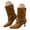 Brown, variant on Women's Pointed Toe Dress Boots Retro Suede Kitten Heel Wide Mid Calf Booties Ladies Fashion Pumps Boot Size 6-9
