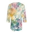 thumbnail image 5 of Womens 3/4 Length Sleeve Tops Spring Neck Casual Print Tunic T Shirts Three Quarter Length Womens Tops, 5 of 5