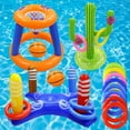 thumbnail image 1 of Pool Toys Games Set,Pool Basketball Hoop Inflatable Cross Ring Toss Game and Inflatable Cactus Ring Toss Kids Pool Toys for Teens Adults and Family (3 Set Water Toys), 1 of 7