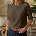 thumbnail image 5 of VBVC Women's Crewneck Half Sleeve T Shirt , Ladies' Lightweight Basic Tee , Stretchy Loose Fit Work Top For Women, S-2XL, 5 of 8