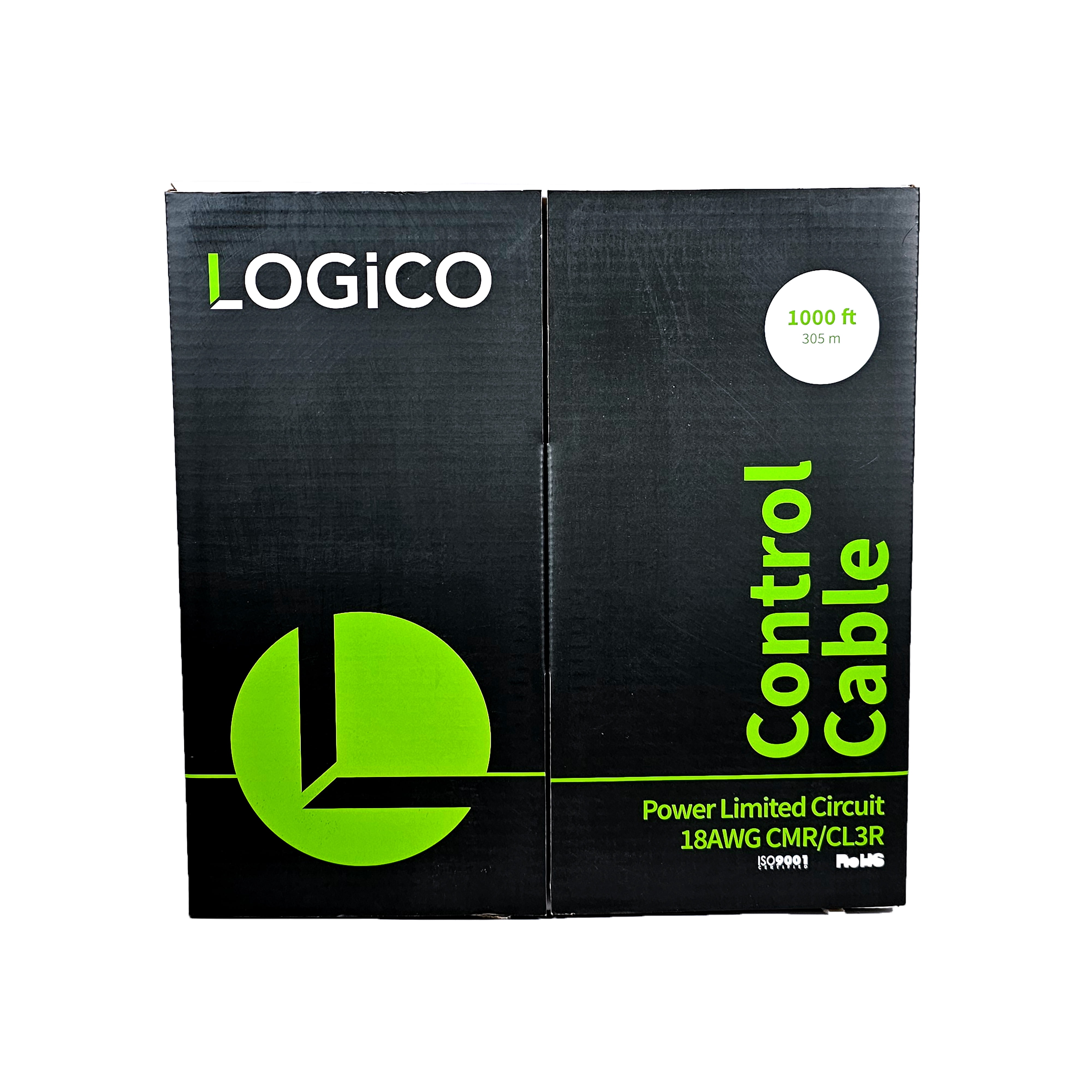 LOGICO 18/2 Low Voltage Shielded Stranded Bare Copper Wire, 1000FT Alarm/Security Control Cable LED Lighting, Audio/Speaker