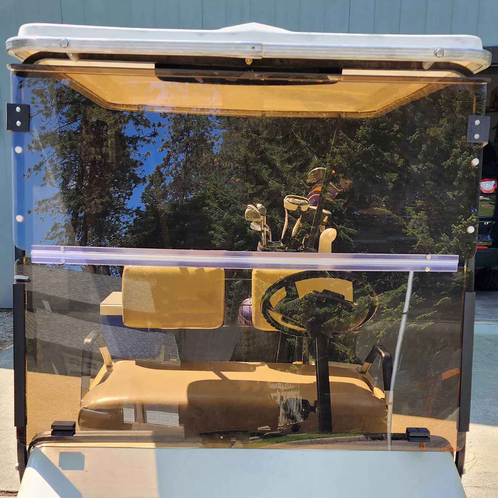Kojem Golf Cart Folding Tinted Windshield for 1986-1994.5 EZGO Marathon Gas Or Electric Carts