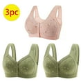 thumbnail image 3 of Bigersell Front Closing Bras 3pcs Full-Figure Bra Style R-27 Breathable Push-Up Bras Pack R-27-pinks, 3 of 5
