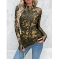 thumbnail image 6 of Zeagoo Women's Going Out Top Long Sleeve Sheer Mesh Shirts Fitted Mock Neck Trendy Blouses, 6 of 7