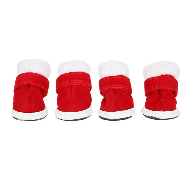 Botas de invierno cálidas para perros, botas navideñas para exteriores, antideslizantes, con protector de patas y correa de velcro (rojo n.° 1)