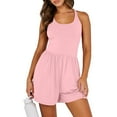 thumbnail image 4 of ABATAB Workout Romper for Women Summer Sleeveless One Piece Short Jumpsuits Running Athletic Onesie Casual Gym Exercise Clothes(X-Large,Pink 2), 4 of 7