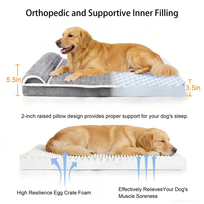 Exclusivo Mezcla Orthopedic Dog Bed with Head Pillow, 36x24" photo 4
