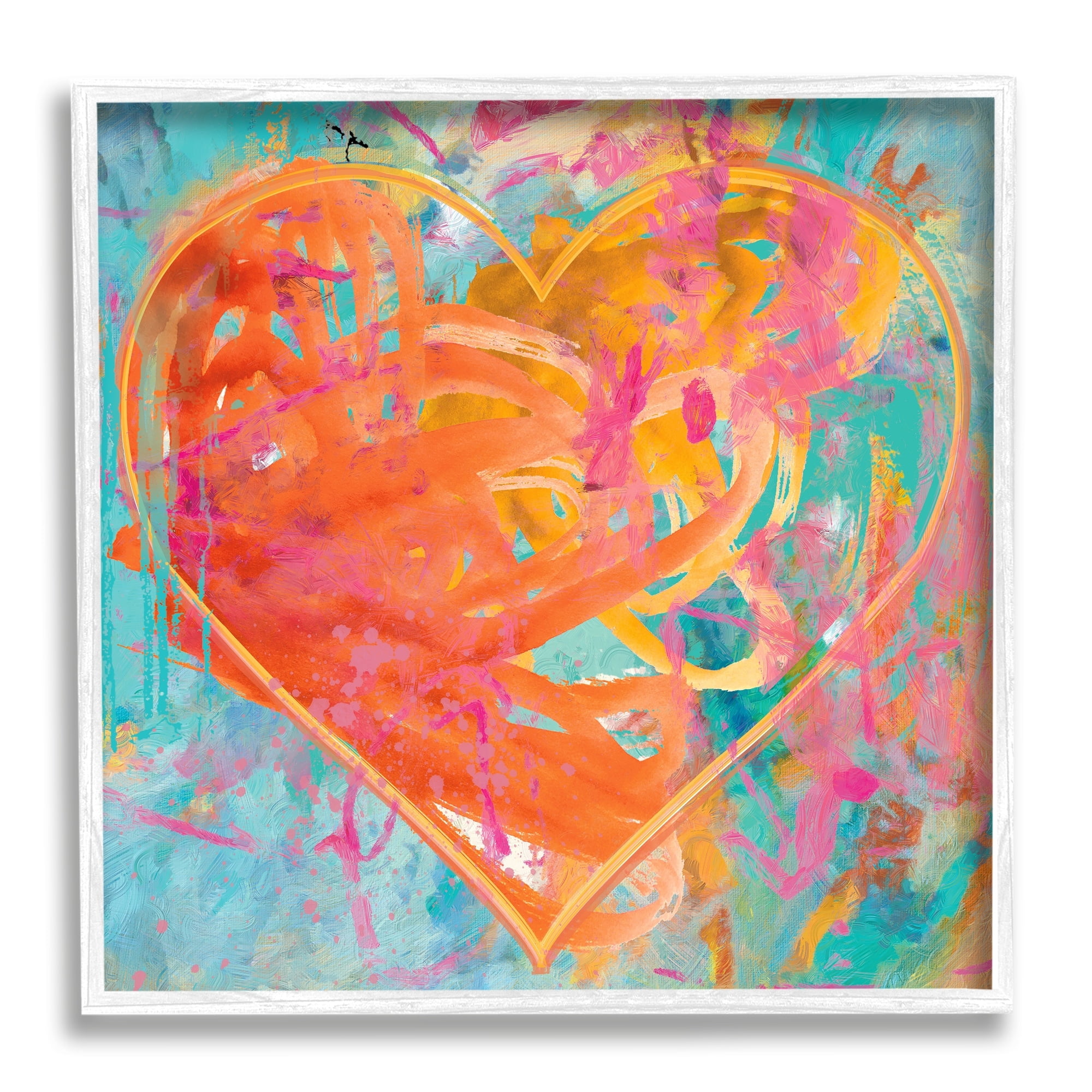 Stupell Industries Street Style Graffiti Heart Shape Bold Paint Splatter Painting White Framed Art Print Wall Art, Design by Porter Hastings