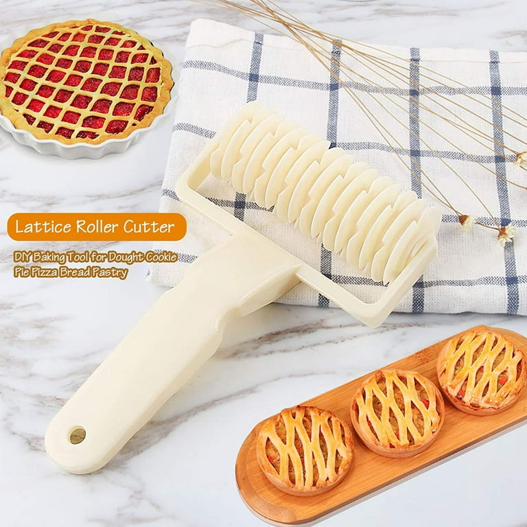 Stainless Steel Lattice Dough Cutter, Dough Lattice Roller Cutter with Wood  Handle, Cookie Pie Pizza Bread Pastry Crust Roller Cutter, Household