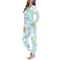 thumbnail image 2 of Renewold Easter Theme Women's Blue Pajama Set Size S 2 PCS Rabbit Rainbow Nightwear Cozy Snug-Fit Long Sleeve Pajamas Tops and Pants Casual Daily Life Loungewear, 2 of 4