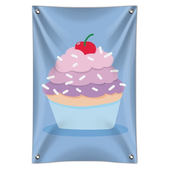 Cute Cupcake Vanilla Cherry with Sprinkles Home Business Office Sign