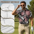 thumbnail image 6 of HUIACONG Vintage American Flag Print Golf Shirts for Men Quarter Zip Short Sleeve Matching Couple Outfits Quick Dry Patriotic Mens Shirts Casual Collared Tops for Golf Outdoor Sports Activities Man L, 6 of 7
