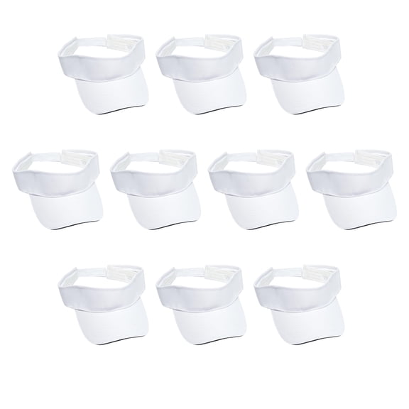 10 Brushed Cotton Sandwich Visors Set - Unconstructed, Velcro closure - White Black