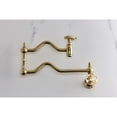 thumbnail image 4 of Kingston Brass KS2107RKZ Wendell Wall Mount Pot Filler Faucet with Knurled Handle, Brushed Brass, 4 of 7