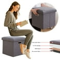 thumbnail image 3 of Pequeño Organizador Asiento Almacenamiento Reposapiés Pie Plegable Otomano Con Tapa Esponja 11.81x11.81x11.81 Pulgadas Plegables Pequeñas Otomanas para Sala Estar en Casa Oficina, 3 of 9