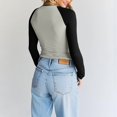 thumbnail image 4 of Raglan Sleeve Tops for Women Slim Fit Stretchy Color Block Raglan Shirts Workout Gym Athletic Baseball Tee Soft Stretch Fall Winter Underwear, 4 of 7