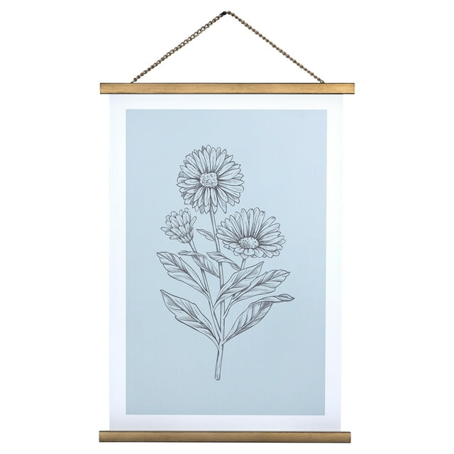 homeroots Décoration 389303 Bleu Floral Scroll Wall Art