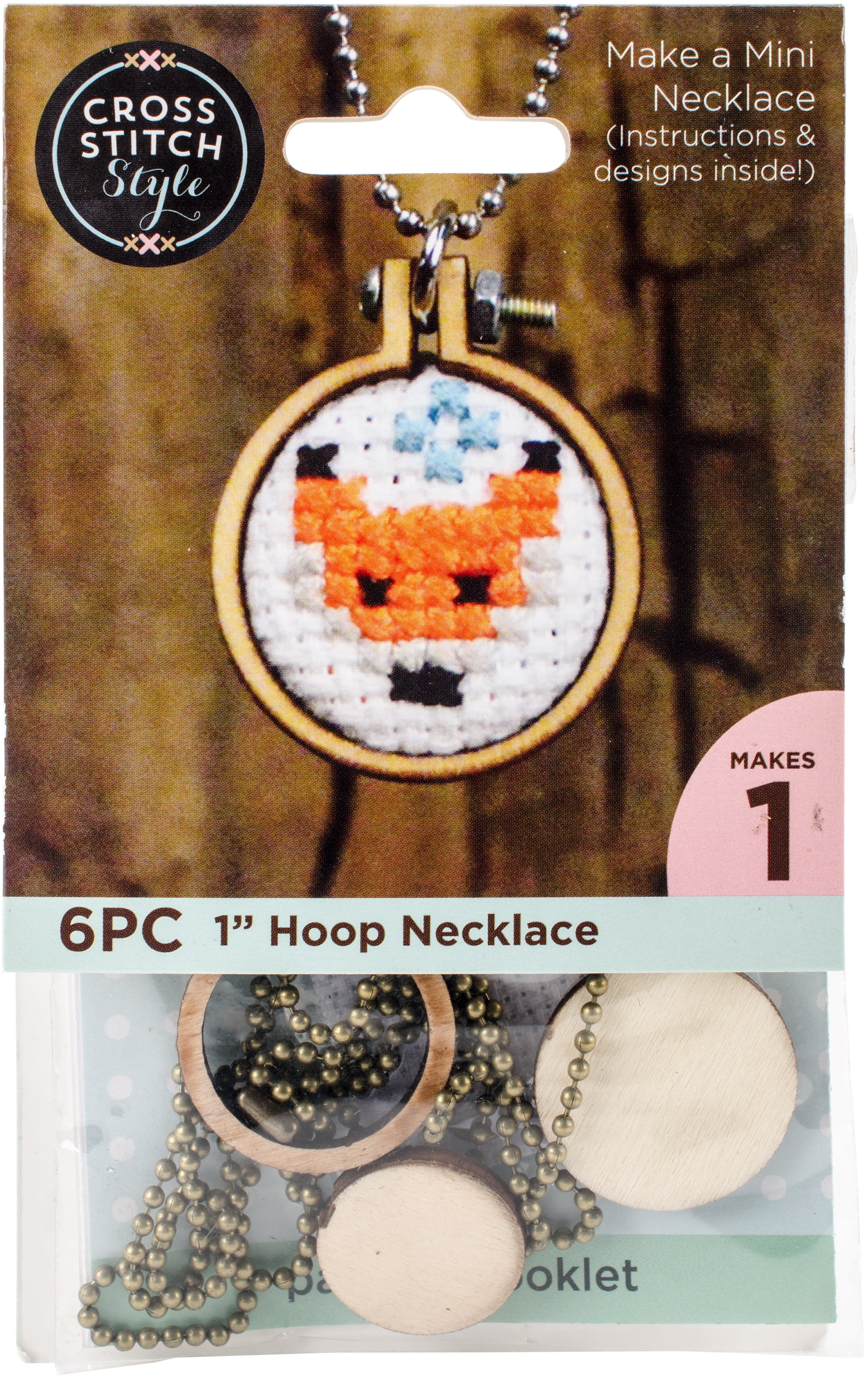 Mini Embroidery Hoop Necklace Punched For Cross StitchCircle W/ Ball