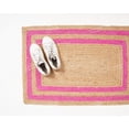 thumbnail image 2 of Rectangle Rug Natural Jute Rug Hand Braided Beige and Pink Color Stripes Line Area Rug, 2 of 5