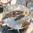 thumbnail image 3 of Retro Abstract Ocean Turtle Round Fitted Table Cover Marine Life Starfish Watercolor Waterproof Table Cloth with Elastic Edge Wipeable Tablecloth for Picnic Camping Party Fits 55"-60" Diameter, 3 of 8
