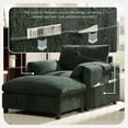 thumbnail image 5 of 38" Accent Chair with Storage Ottoman, Single Sofa with USB Charger and Phone Holder, Wide Seat Chaise Lounge for Living Room&Apartment,Green, 5 of 13