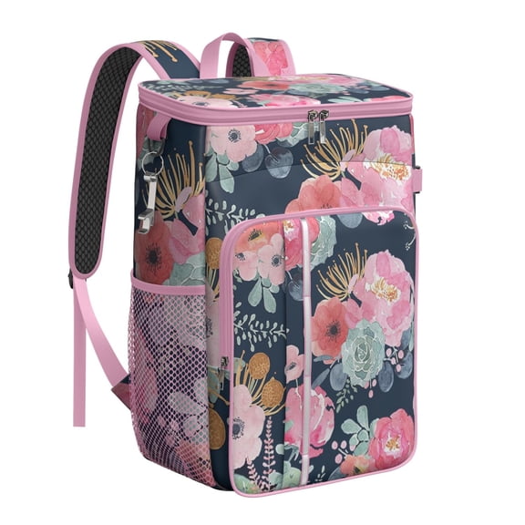 Vintage Wildflower Bloom Insulated Backpack Cooler, Leakproof Waterproof Lunch Bag, Artistic Botanical Print for Nature Enthusiasts