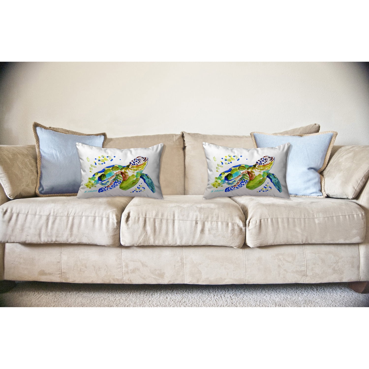 Betsydrake KS1170 11 x 14 in. Baby Sea Turtle No Cord Pillow - Small