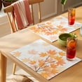 thumbnail image 4 of Orange Maple Leaves Placemats Set of 6 Fall Watercolor Plants Branches Place Mats Indoor Wipeable Table Mats Washable Cloth Dining Table Placemats for Kitchen Holiday Party Home Decor 13x19 Inch, 4 of 9