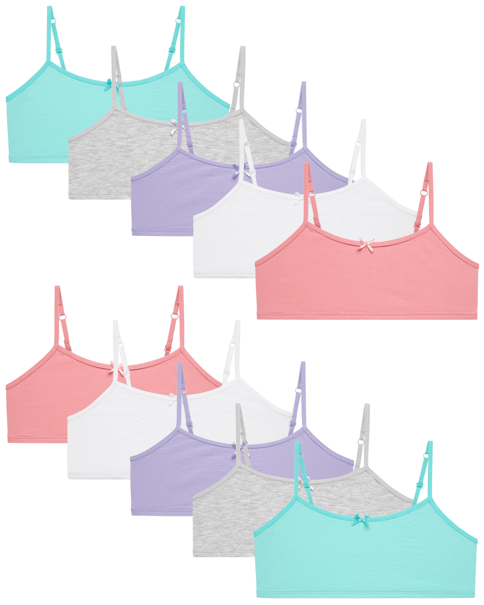 Rene Rofe Girls' Training Bra 10 Pack Stretch Cotton Crop Bralette (7