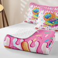 thumbnail image 4 of meiyoeat Pink Ice Cream Baseball Twin Quilt Set for Girls, Drip Sport Sneaker Bat Twin Coverlet Set, 2 Pieces, 1 Comforter and 1 Pillowcase, 4 of 7