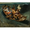 thumbnail image 2 of Delacroix, Eugene 17x15 White Modern Wood Framed Museum Art Print Titled - Christ on the Sea of Galilee Sketch, 2 of 4