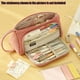 thumbnail image 5 of Estuche de 3 compartimentos, estuche de gran capacidad, estuche grande, portalápices grande, rosa, 5 of 5