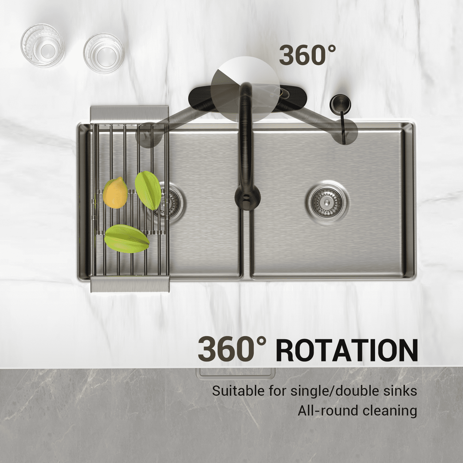 APPASO Patented Pull Down Kitchen Faucet with Sprayer Oil Rubbed Bronze-Single Handle One Hole High Arc Pull out Kitchen Sink Faucets with Soap Dispenser 149ORB