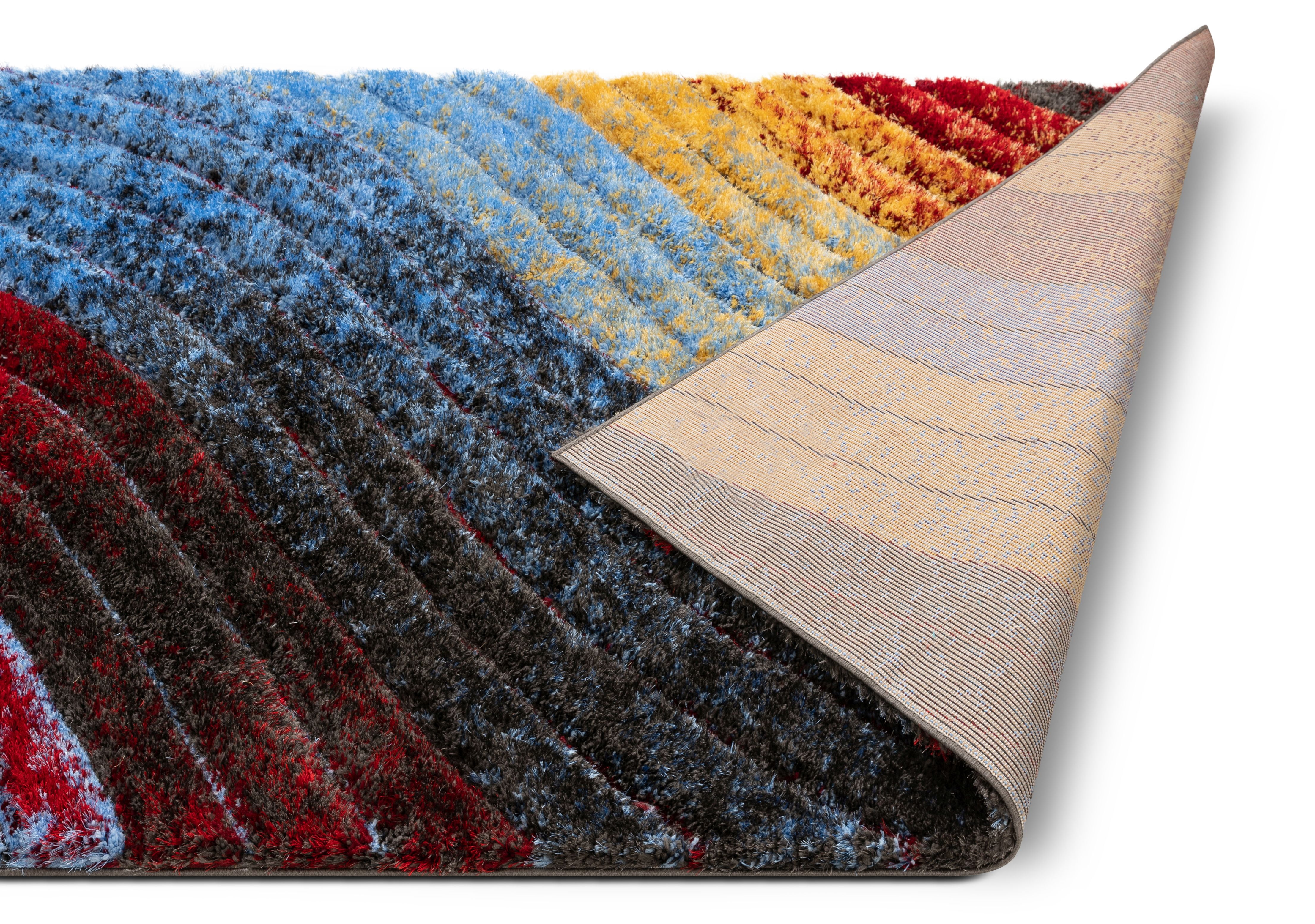 Well Woven San Francisco Mojave Red Modern Abstract 5'3" x 7'3" Shag 3D Textured Area Rug