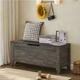thumbnail image 4 of VECELO 43" Storage Ottoman Bench with U-Shaped Cut-Out Pull, Wooden Toy Box Storage Chest with Safety Hinge, Shoe Bench, for Entryway, Living Room, Bedroom, Charcoal Gray, 4 of 8