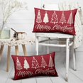 thumbnail image 3 of Merry Christmas Tree Lumbar Pillow Covers 12x20 Set of 2 Red Rustic Xmas Trees Holiday Decoration Print Outdoor Decorative Throw Pillows Vintage Farmhouse Winter Linen Cushion Case Sofa Couch Decor, 3 of 6